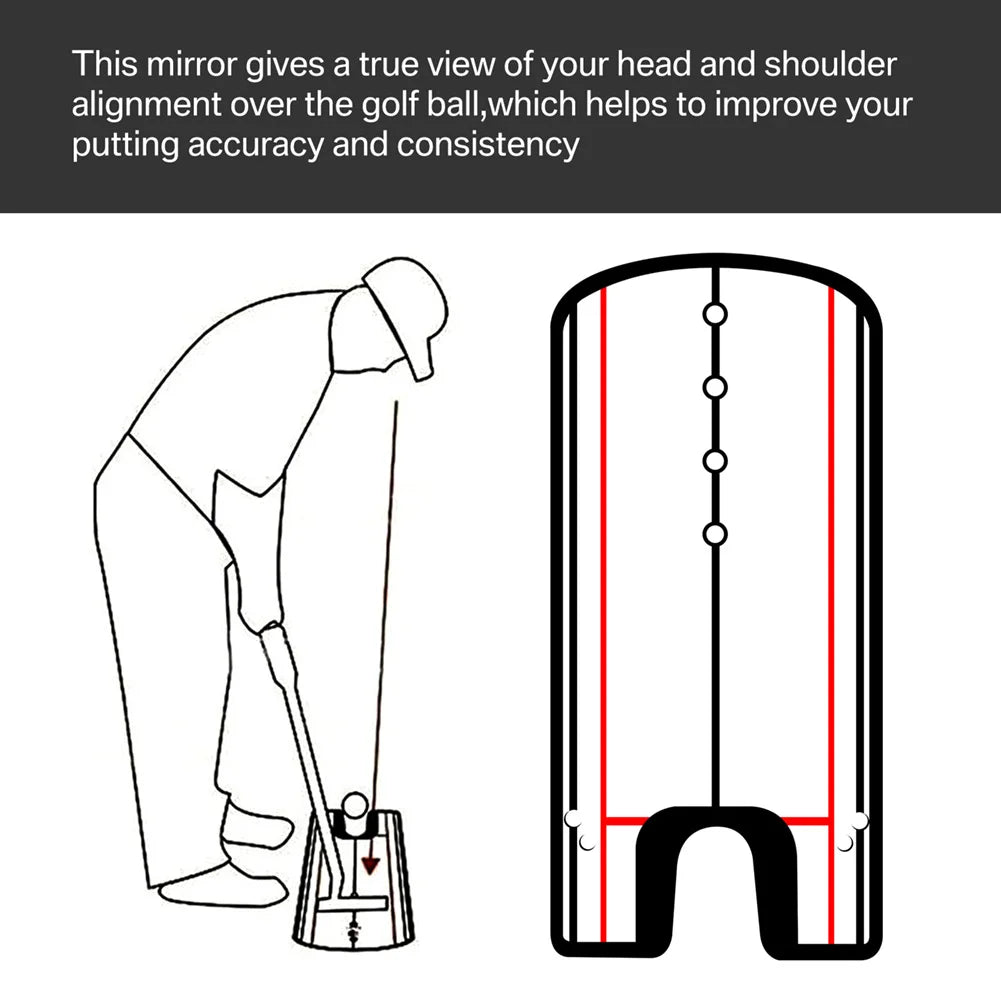 Golf Putting Mirror - Alignment Training Aid with Laser-Engraved Lines.