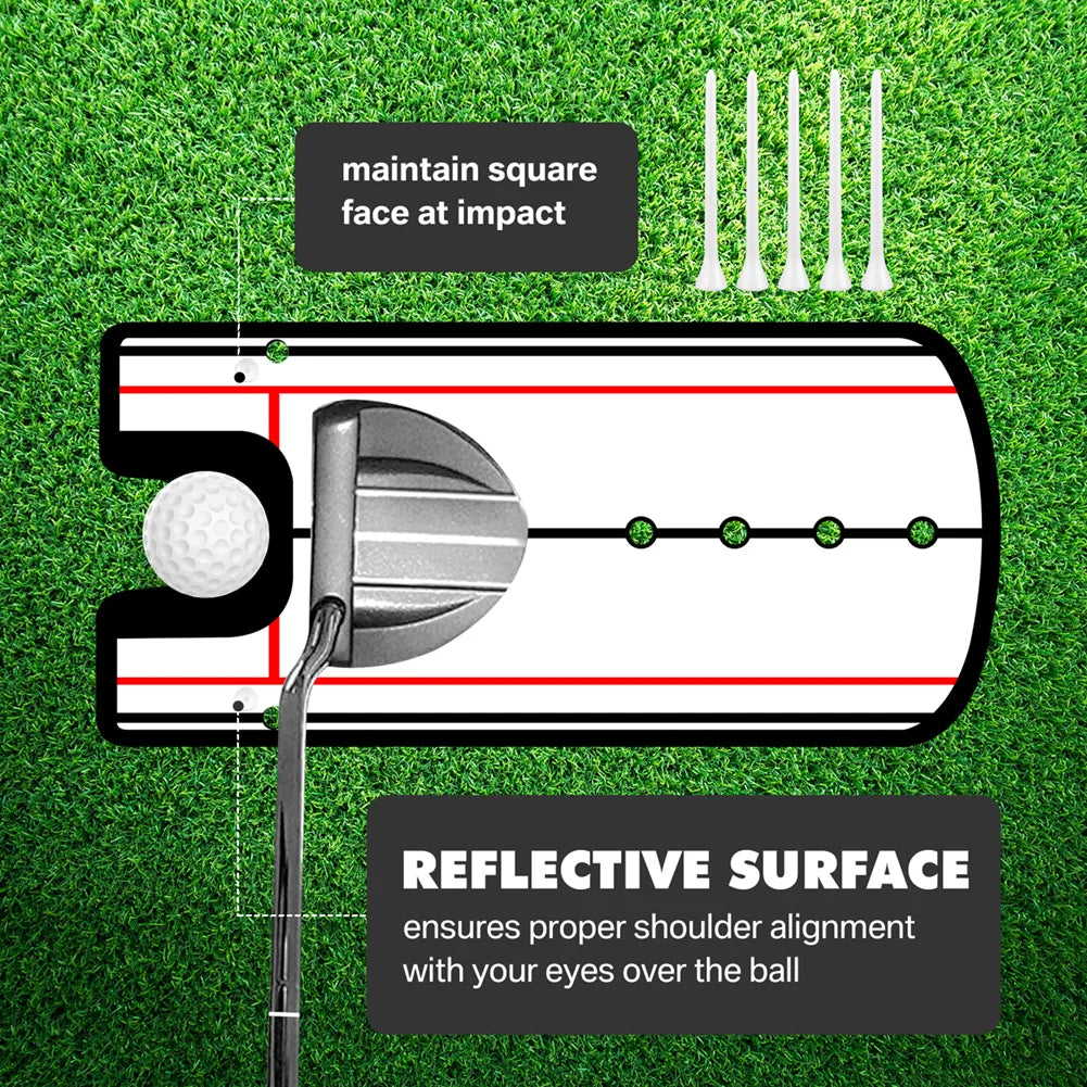 Golf Putting Mirror - Alignment Training Aid with Laser-Engraved Lines.