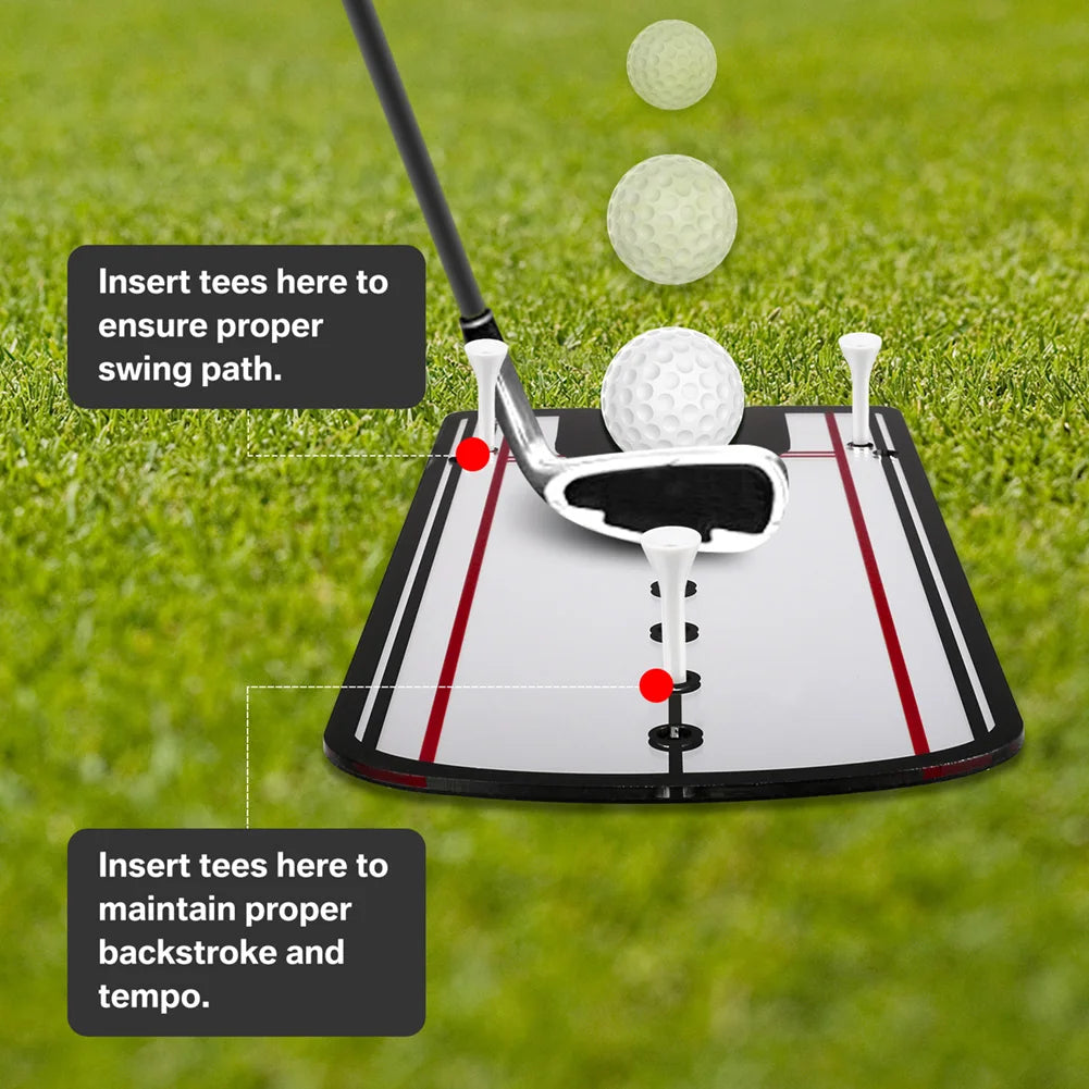 Golf Putting Mirror - Alignment Training Aid with Laser-Engraved Lines.