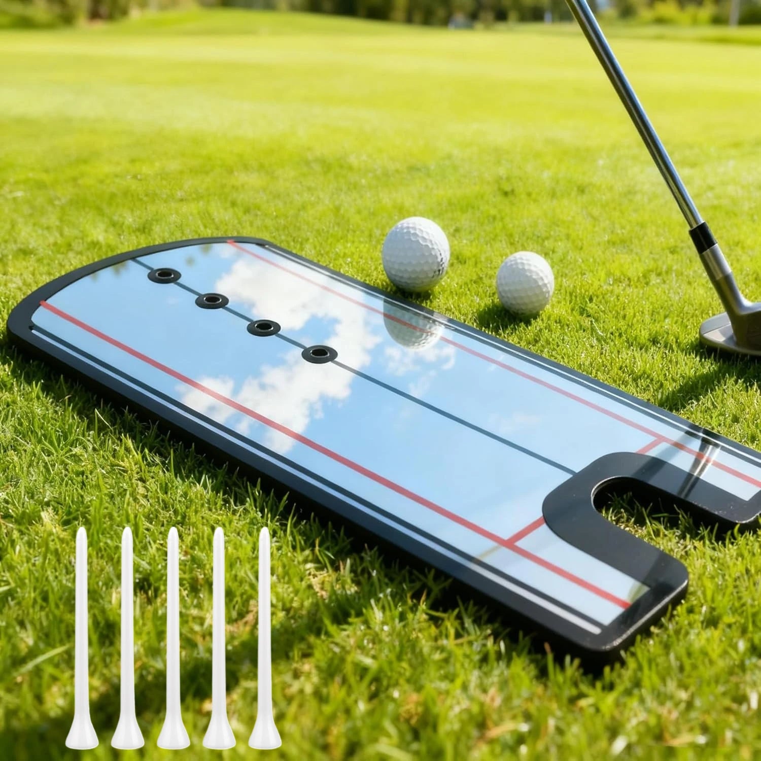 Golf Putting Mirror - Alignment Training Aid with Laser-Engraved Lines.